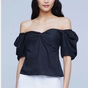 Black L’agence off the shoulder Gemini black top
